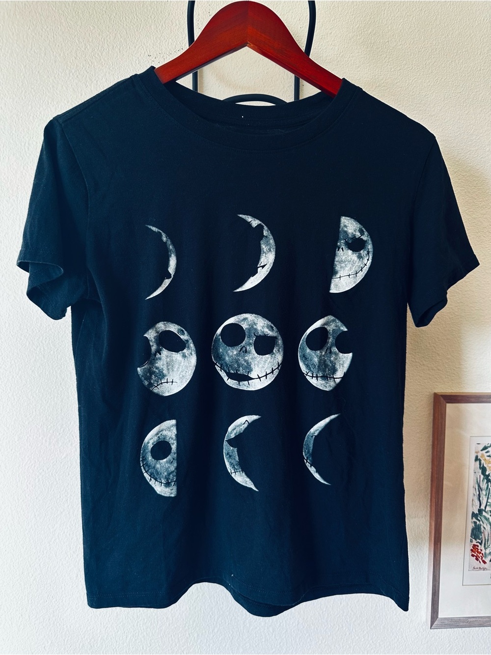 Disney Nightmare Before Christmas Jack Skellington Black Graphic Tee Moon Phase